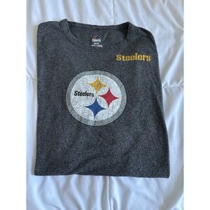 Women's Medium Gray Majestic Apparel Pittsburgh Steelers Short Sleeved T-Shirt